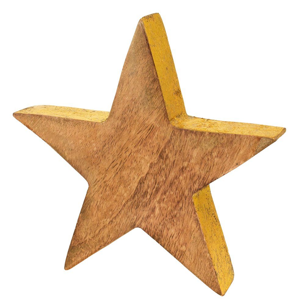 Dekostern Holz Stern mit Goldrand 70961 - 15 oder 20 cm - Weihnachtsdekoration Advent