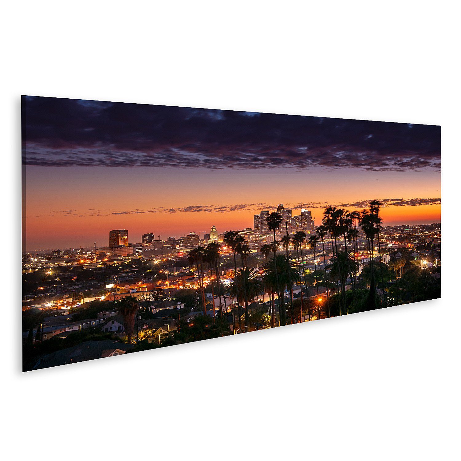 islandburner Leinwandbild Bild auf Leinwand Schöner Sonnenuntergang Palmen Los Angeles Kaliforni