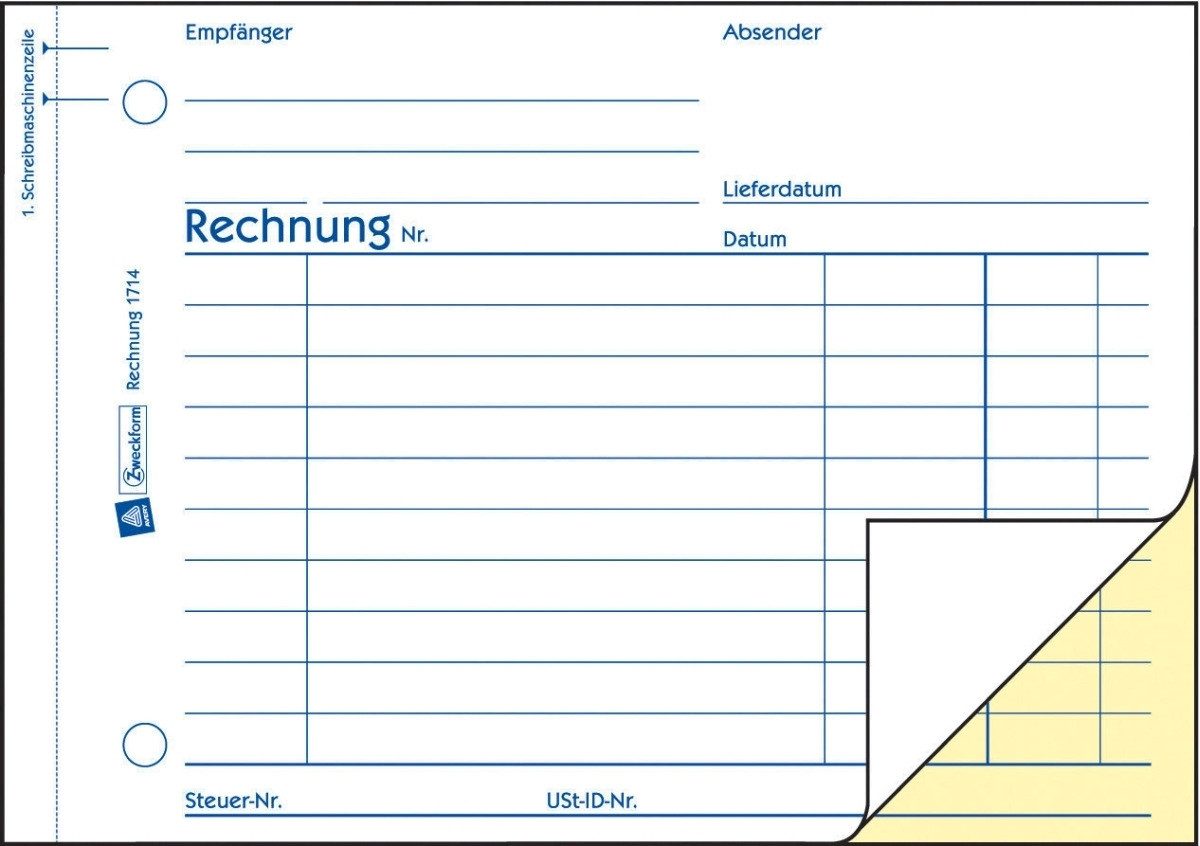 Formularblock Formularbuch Rechnung A6 quer für Österreich 2x40 Blatt