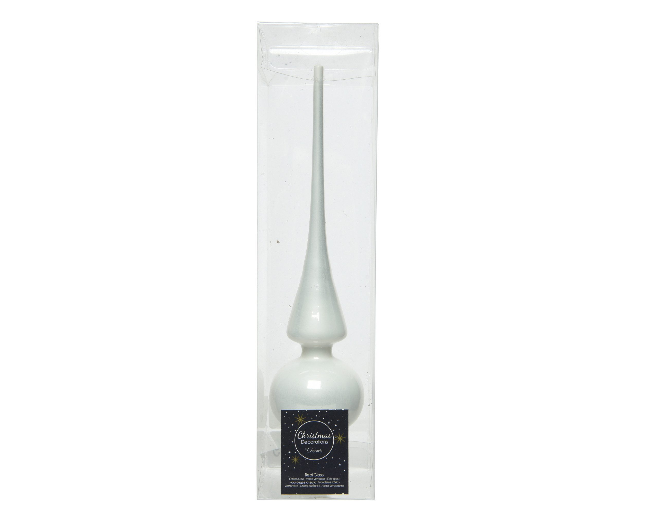 Kaemingk Christbaumspitze, Christbaumspitze Glas 26cm winterweiss glänzend