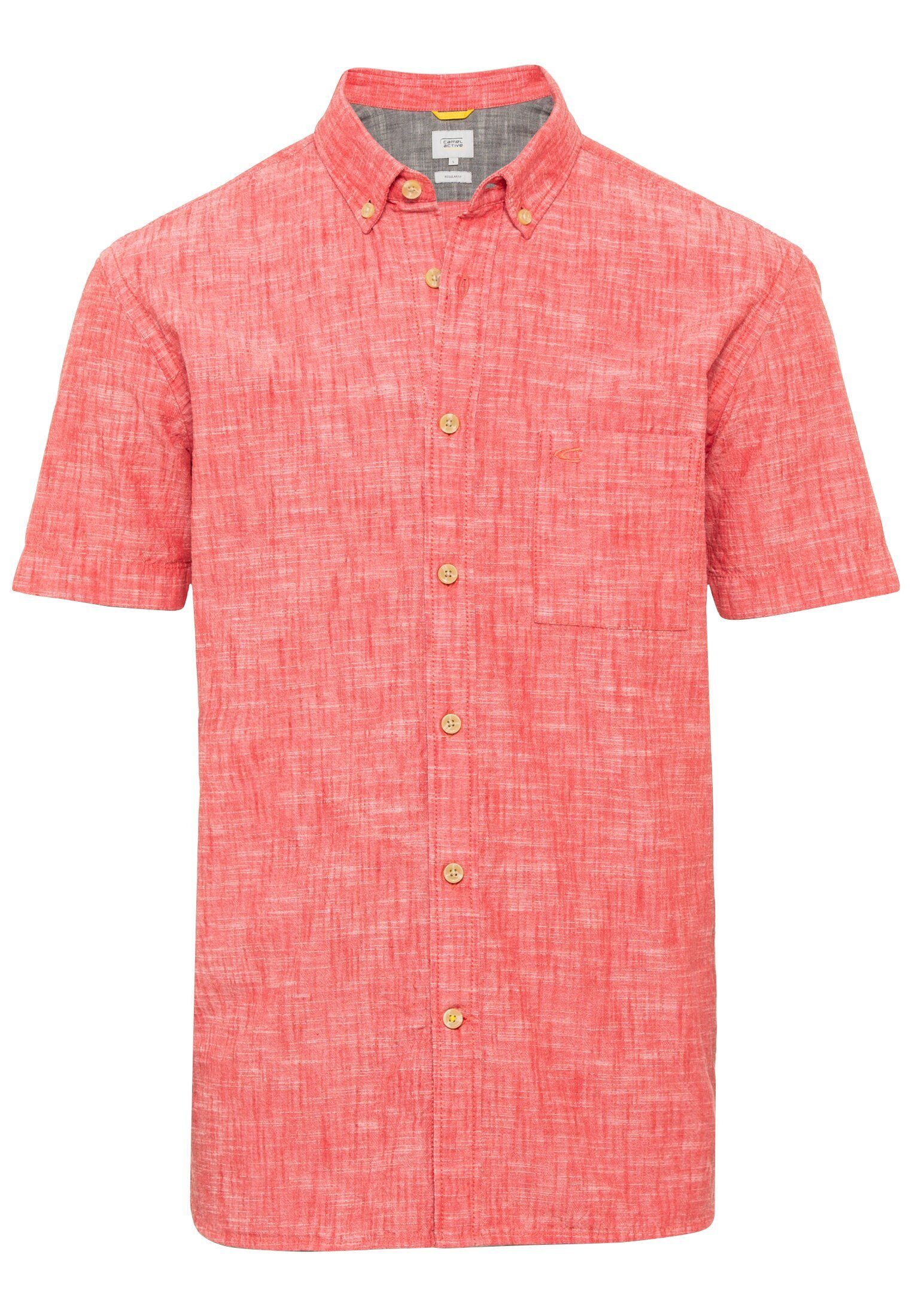 camel active Kurzarmhemd aus reiner Baumwolle Kurzarm Button-Down Button-Down