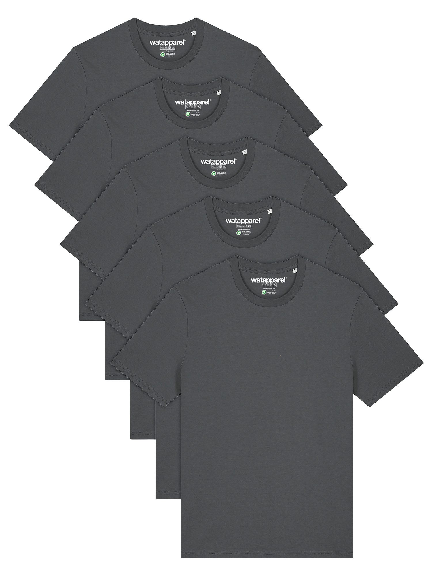 T-Shirt 5er Multipack Bio Basic T-Shirt Anthracite