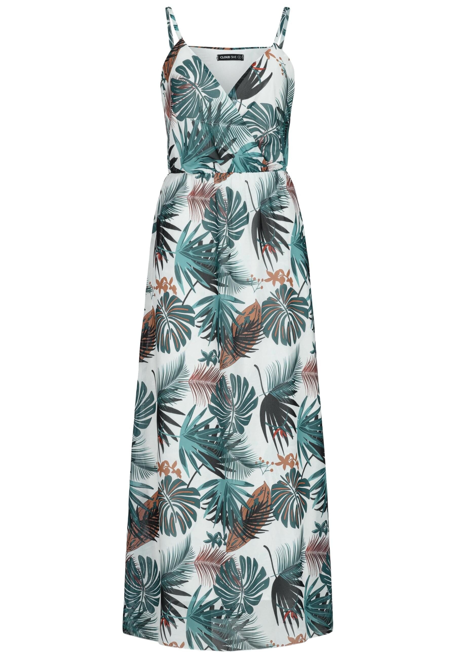 CLOUD 5IVE Shirtkleid CLOUD 5IVE 2-Layered Maxi-Dress Tropical Print (1-tlg)