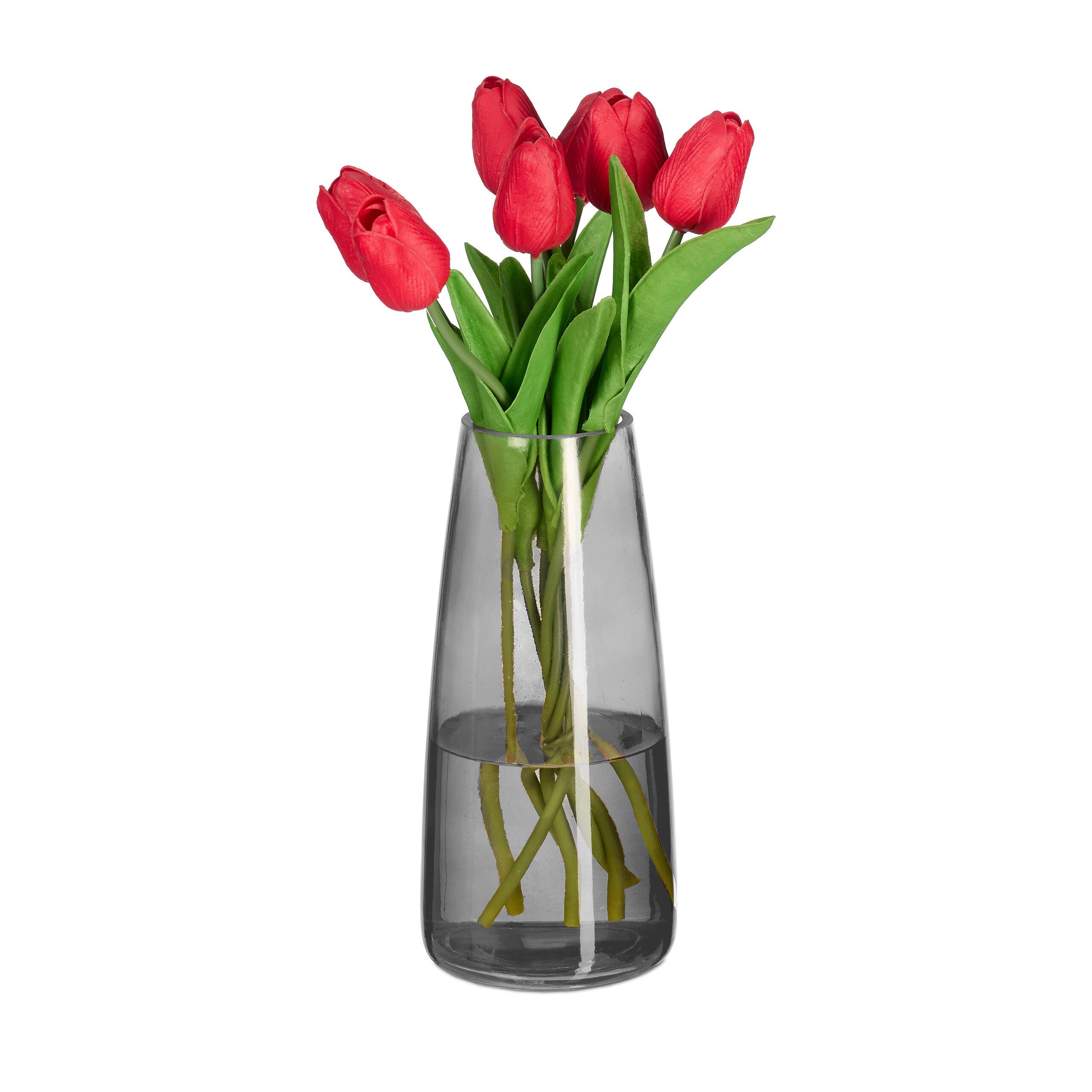 relaxdays Dekovase Vase aus Glas (1 St), grau