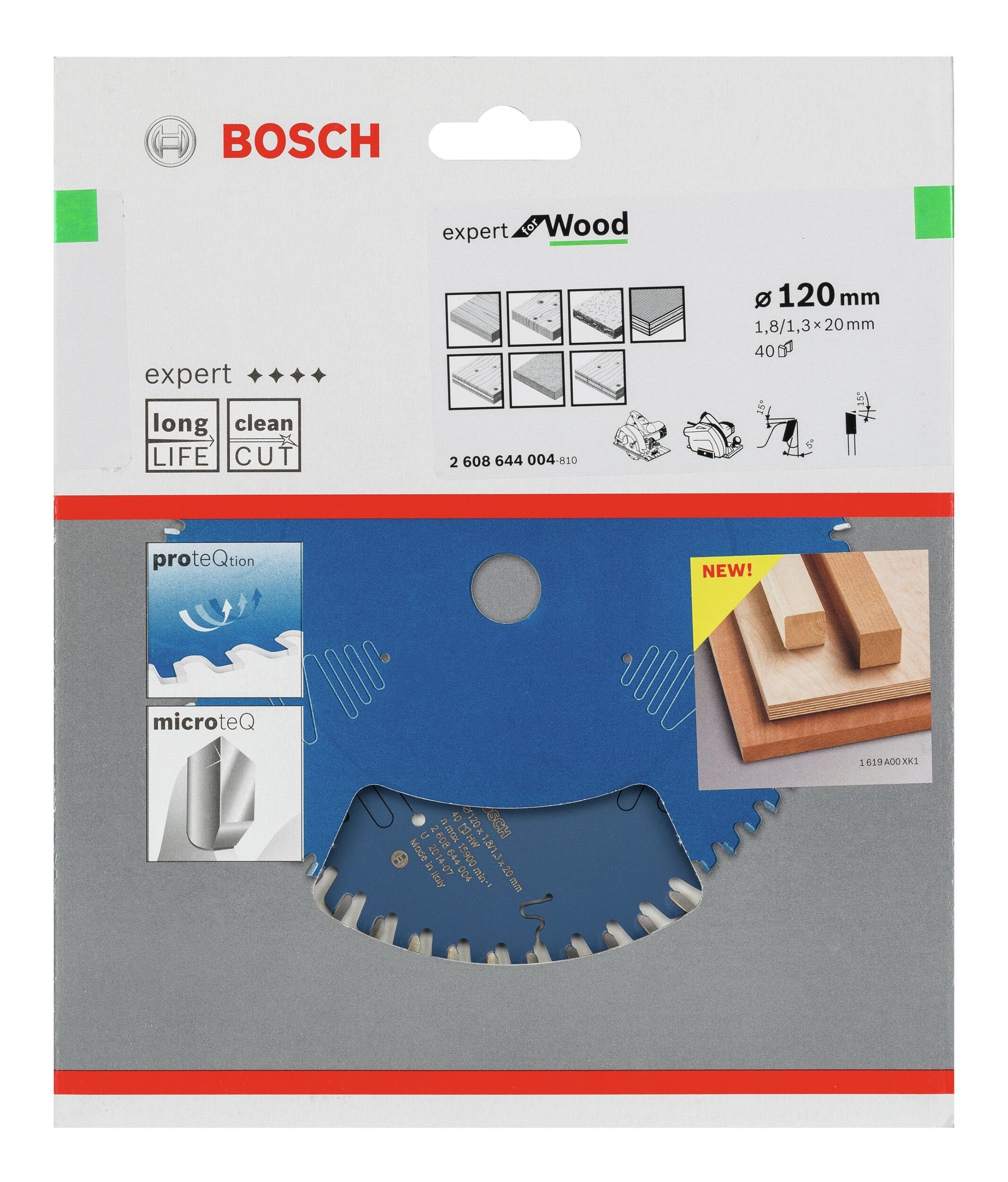 BOSCH Kreissägeblatt Expert 40Z, For Wood - x 120 20 1,8 x mm