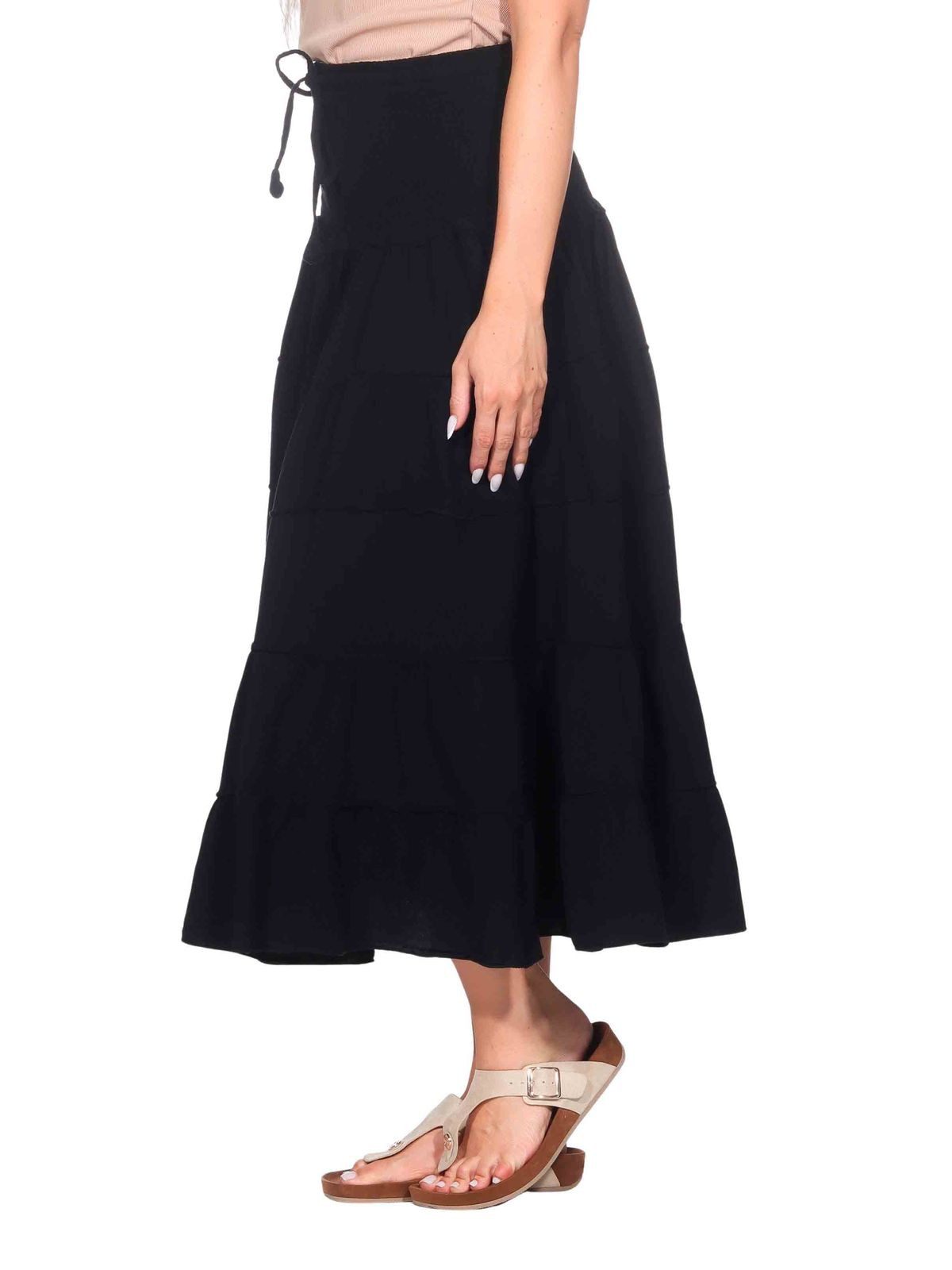 KUNST UND MAGIE Stufenrock Sommerrock Damen Rock Baumwolle – Boho Maxirock mit elastischer Taille