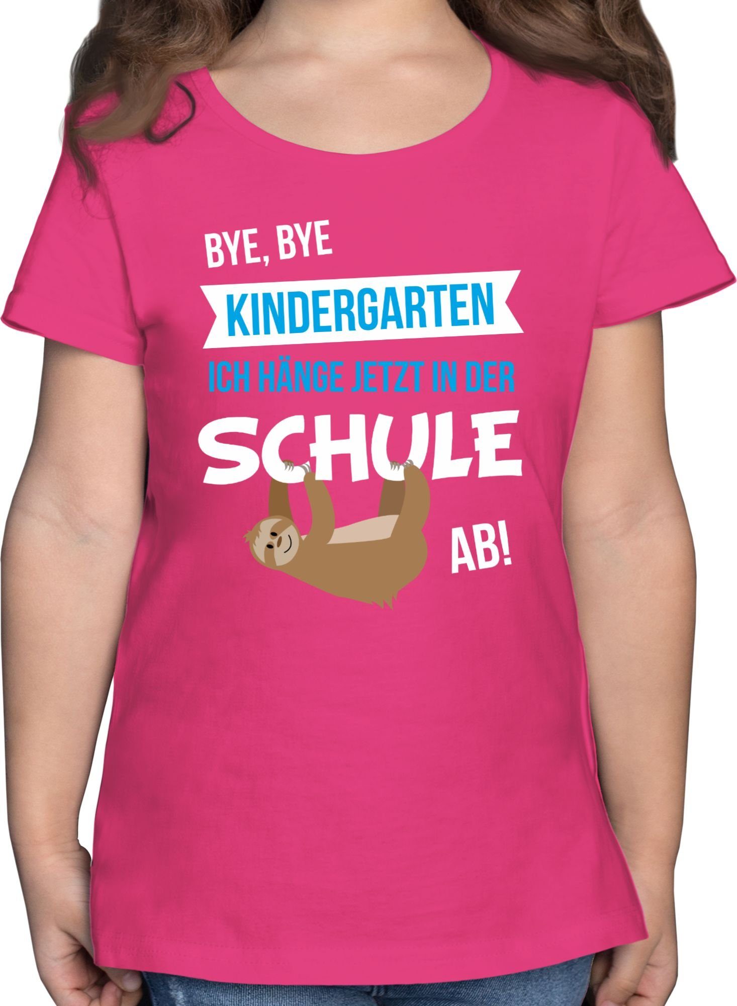 Kindergarten Bye, Shirtracer Einschulung Bye 1 Fuchsia Mädchen T-Shirt