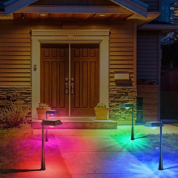 D-IDEAZ Gartenleuchte 4 Pack Solarlampe Gartenbeleuchtung, LED fest integriert, RGB, Wasserdicht, Höhenverstellbar Bunte Wegbeleuchtung für Weg