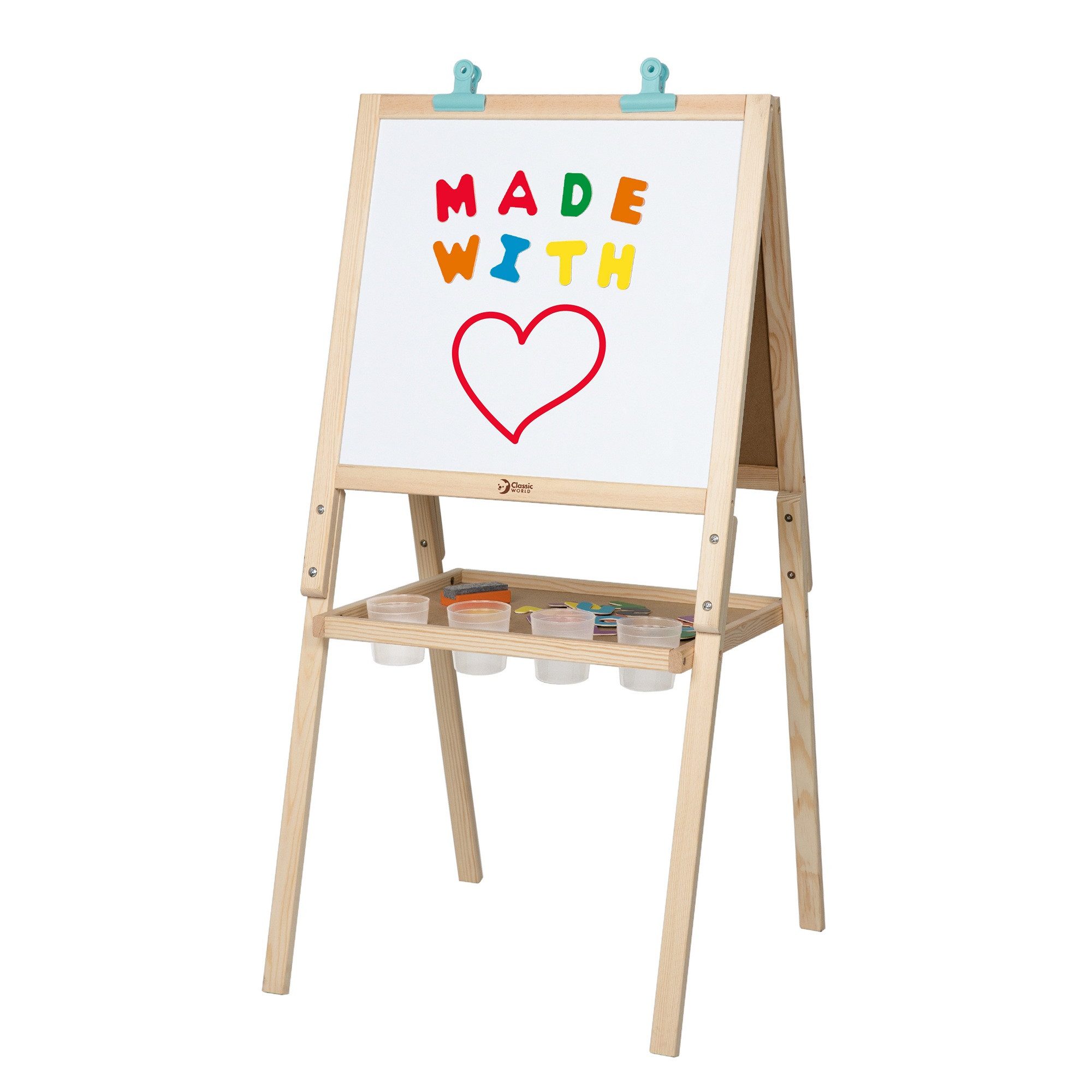 Classic World Lernspielzeug Classic World - Tafel 5-in-1 - 58x63x113cm - ab 3 Jahre (Tafel und Whiteboard, 1-St), Vorder- und Rückseite unterschiedlich