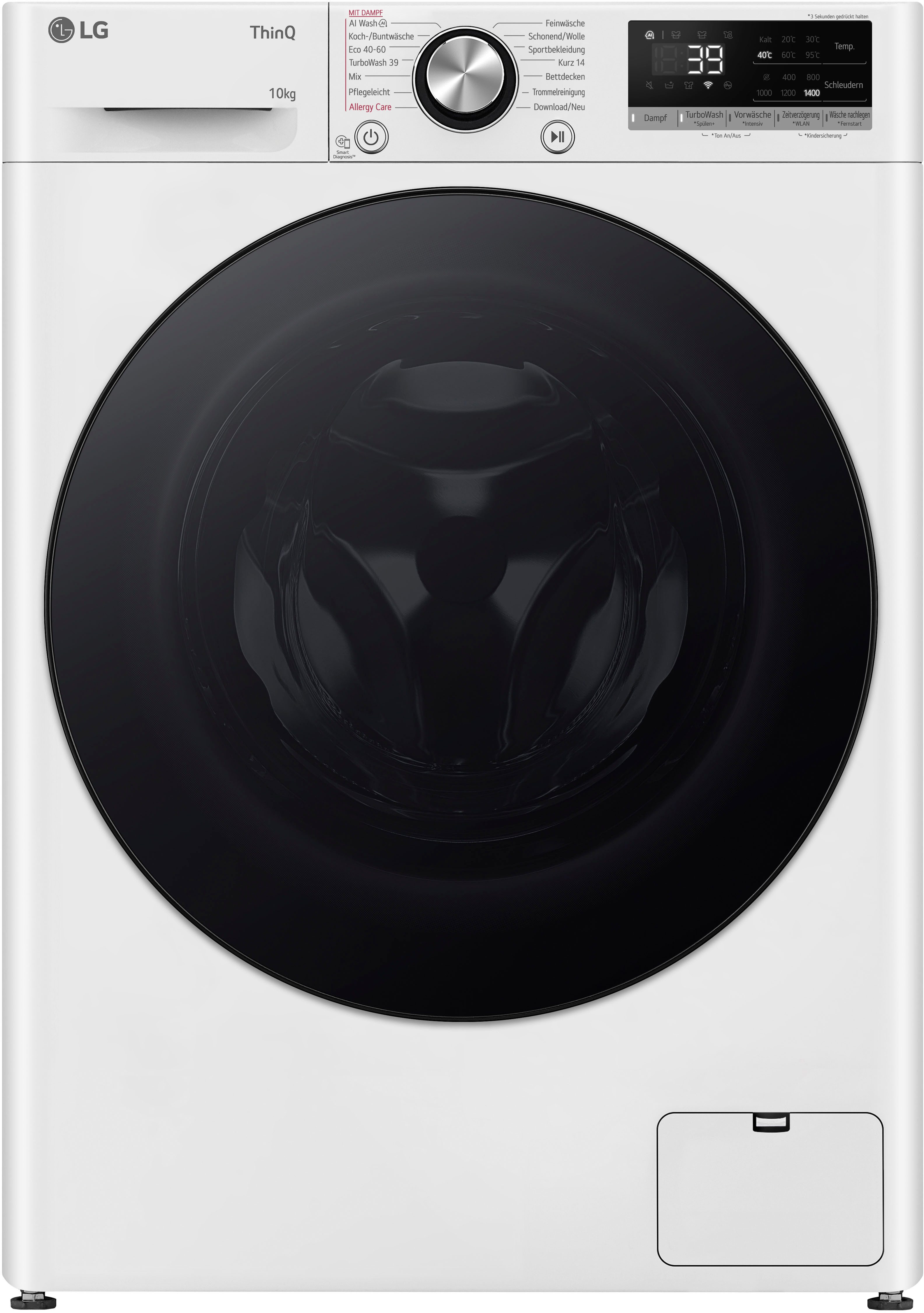 LG Waschmaschine F4WR700Y, 10 kg, 1400 U/min, AI Wash, ThinQ App inkl. Programm-Download – Bild 2 von 5
