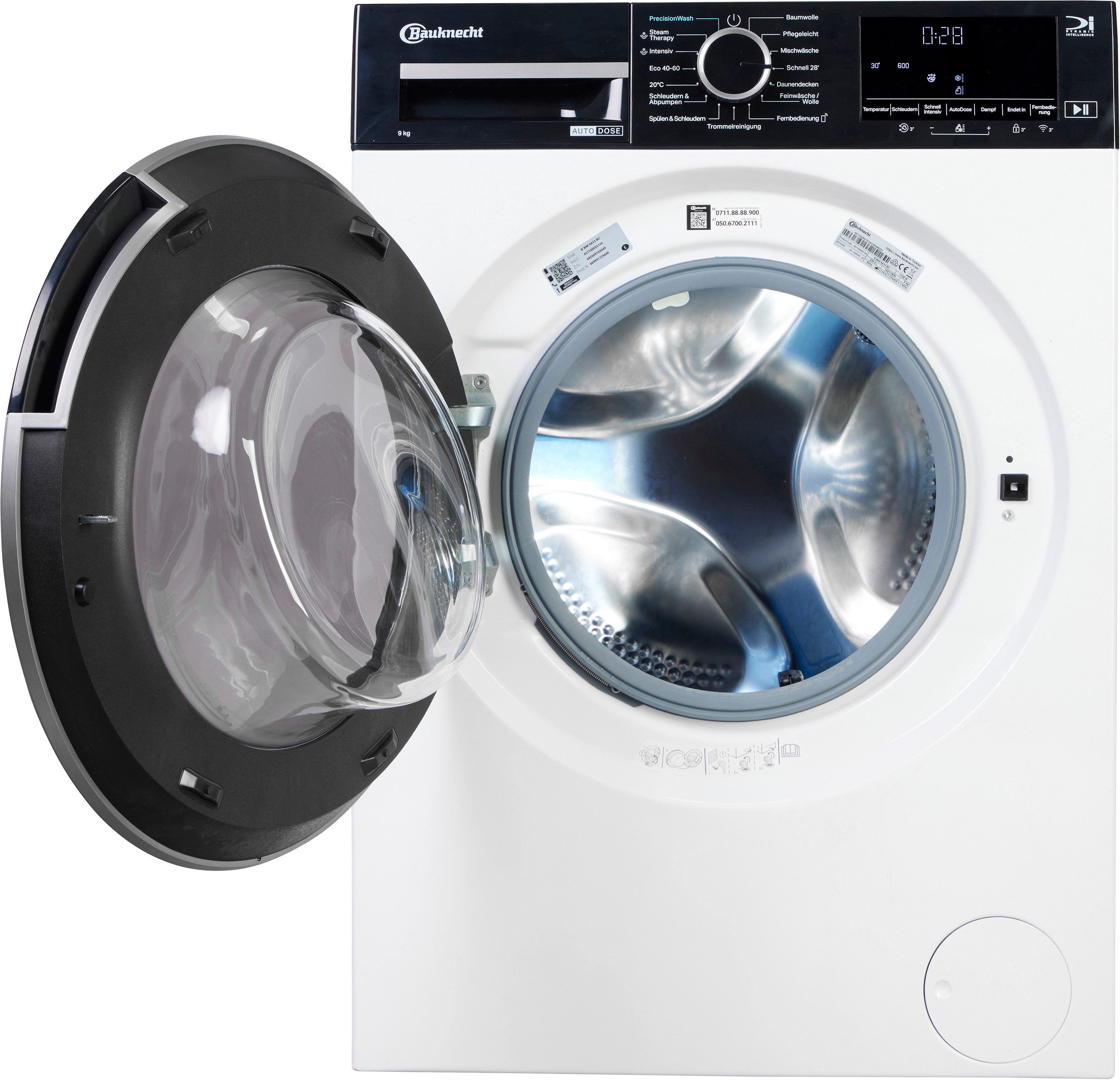 BAUKNECHT Waschmaschine B WM 9A12 BC, 9 kg, 1400 U/min, Adaptive Wash – Intelligente Anpassung für perfekte Waschergebnisse