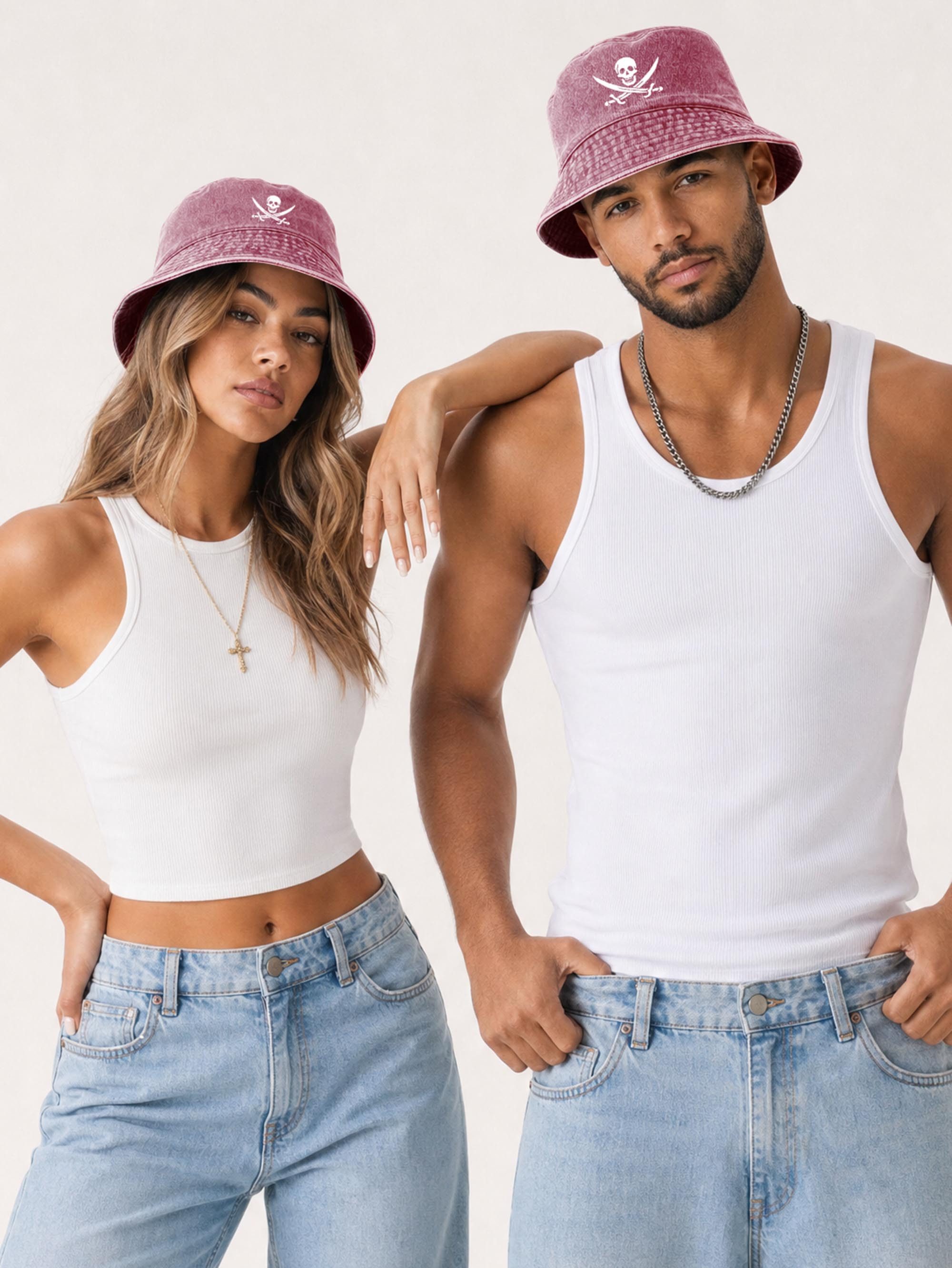 Neverless Fischerhut Anglerhut mit Print Pirate Baumwolle Bucket Hat Herren Damen – Bild 5 von 5
