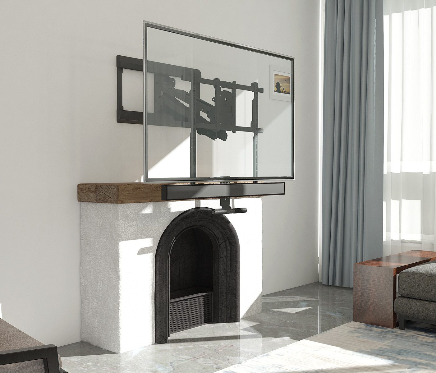 my wall TV-Wandhalterung HP55AL, (bis 65 Zoll, Höhenverstellbar mit Feder, inkl. Soundbarhalterung)