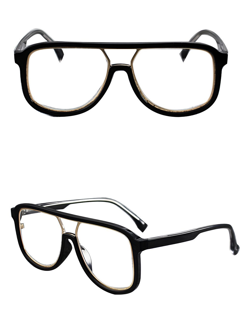 PACIEA Brille Herren Ohne Sehstärke Doppelbalkenrahmen Vintage Anti Blaulicht