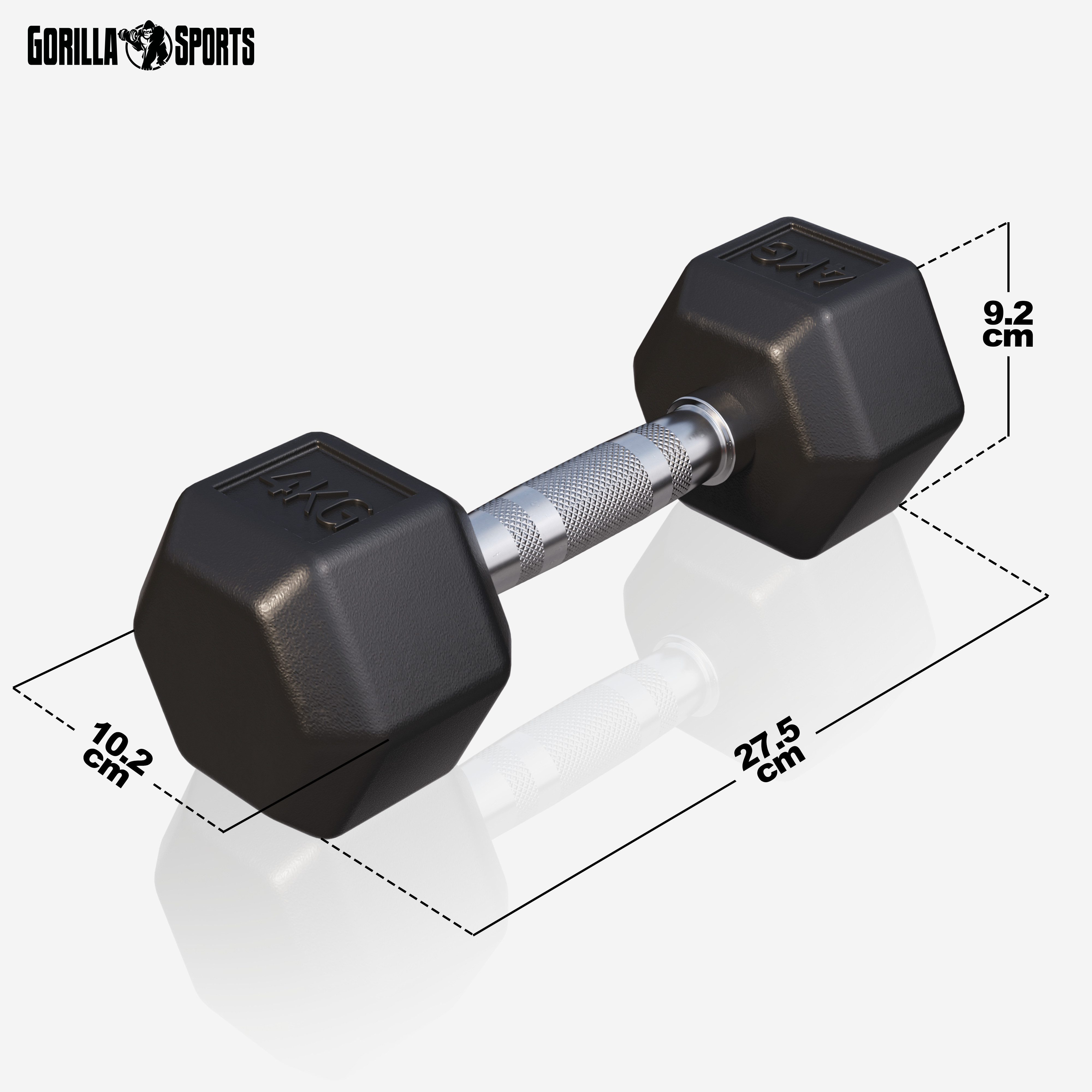 GORILLA SPORTS Kompakthantel Hexagon Kurzhantel Gummi 2-50 kg