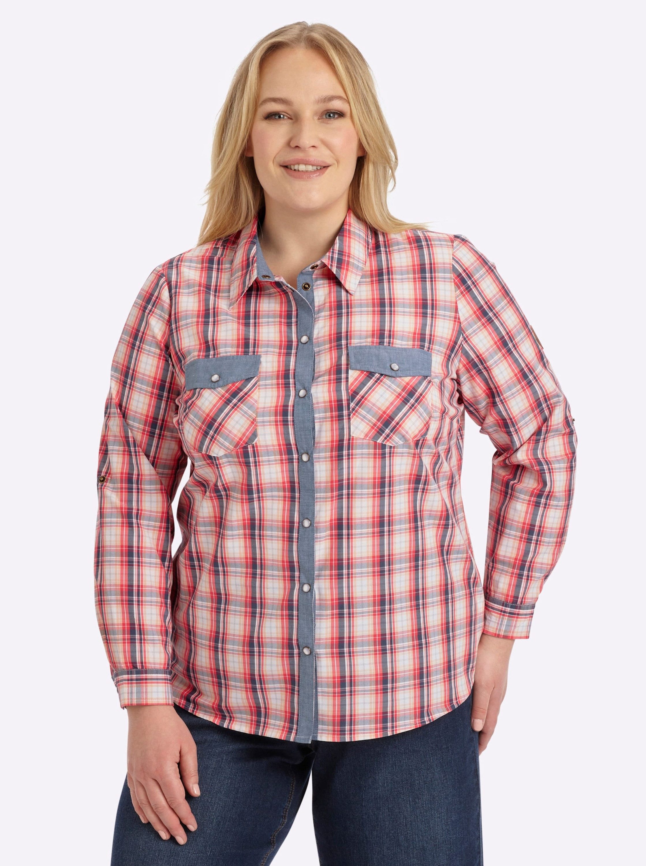 Witt Klassische Bluse Karo-Bluse Langarm