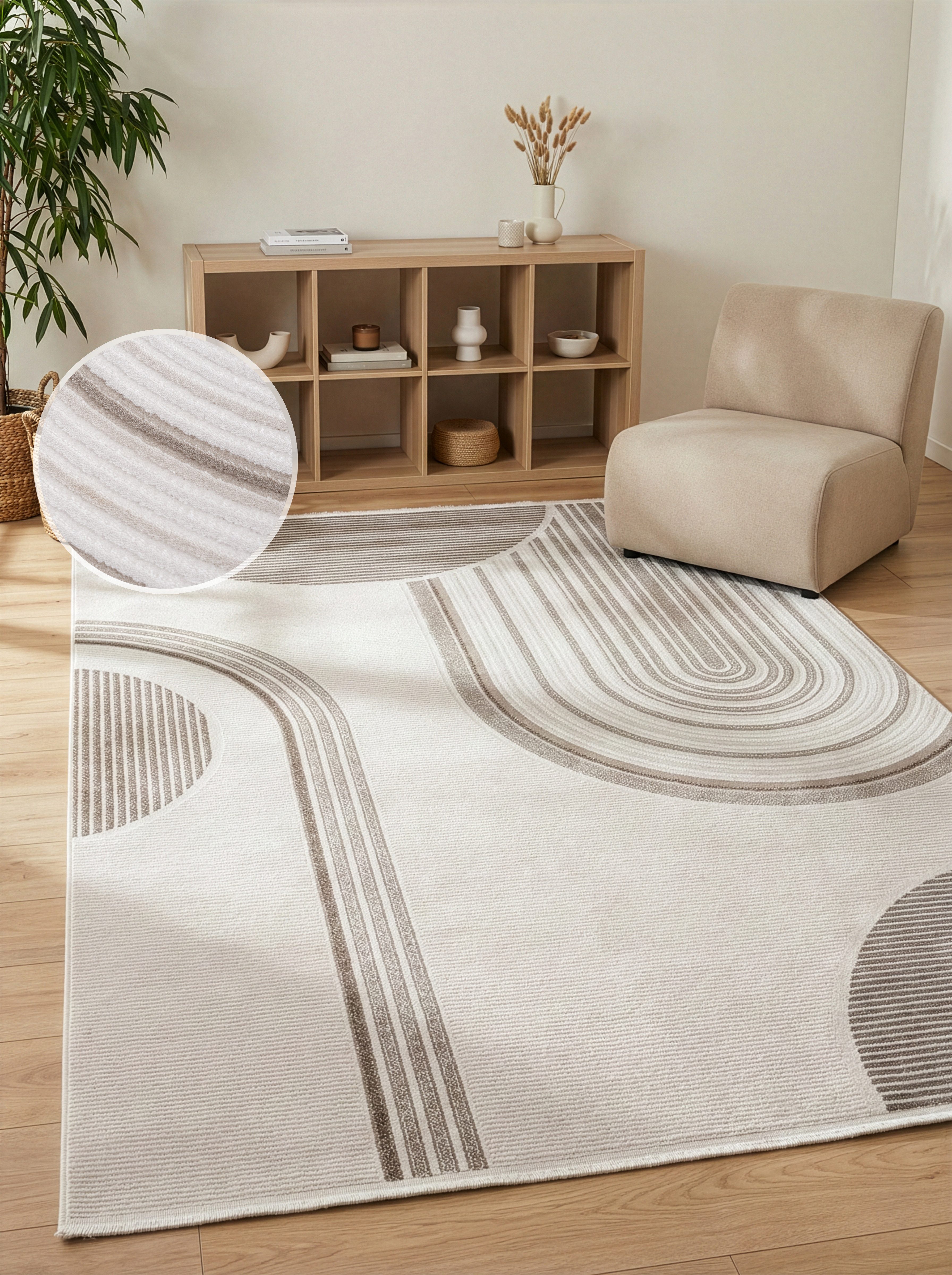 Calvin Klein home Teppich Glow, mit Fransen, Designerteppich, rechteckig, Höhe: 8 mm, Hoch-Tief, 3D Optik, skandinavischer Stil, Wohnzimmer, Schlafzimmer