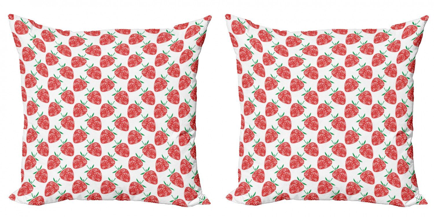 Kissenbezüge Modern Accent Doppelseitiger Digitaldruck, Abakuhaus (2 Stück), Erdbeere Blumenverzierungen
