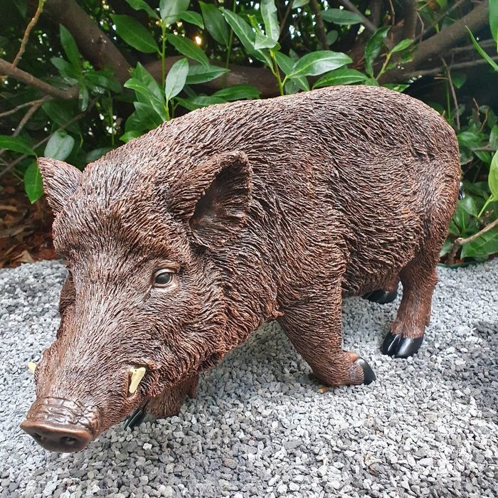 Aspinaworld Gartenfigur Wildschwein Figur auf der Lauer 30 cm wetterfest