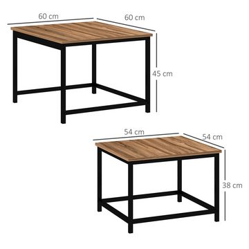 HOMCOM Couchtisch Satztisch, Sofatisch im Industriedesign Wohnzimmertisch (Beistelltisch, 2-St., Kaffeetisch), mit Holzoptik