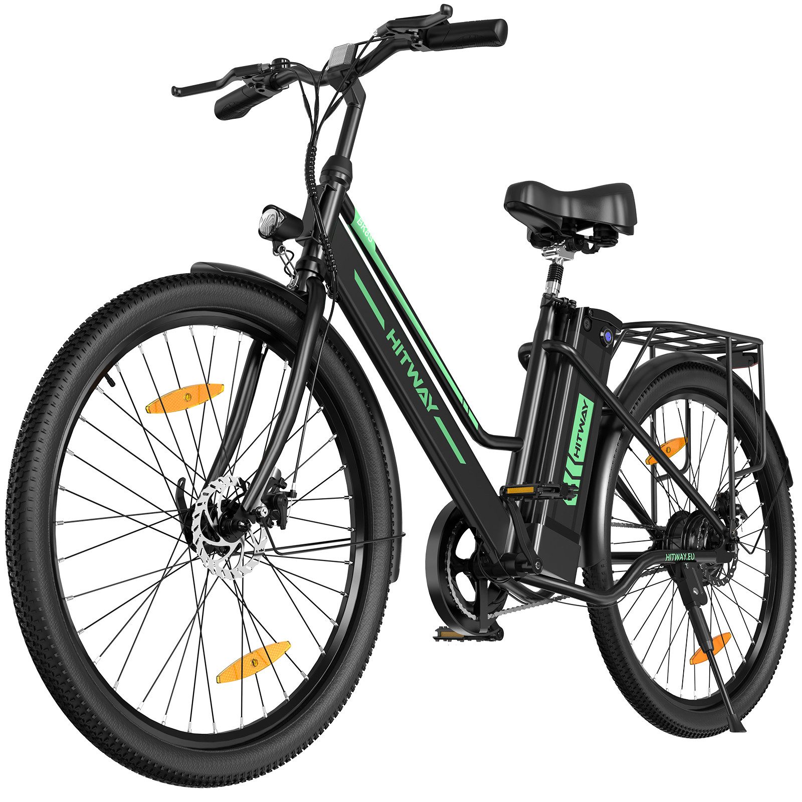 HITWAY E-Bike Cityrad 26 Zoll Citybike Tiefeinsteiger, bis zu 70 km Reichweite, LCD-Display, 1 Gang, Heckmotor, 304 Wh, E-fahrräde, E-Citybike mit Schloss, Pumpe, APP