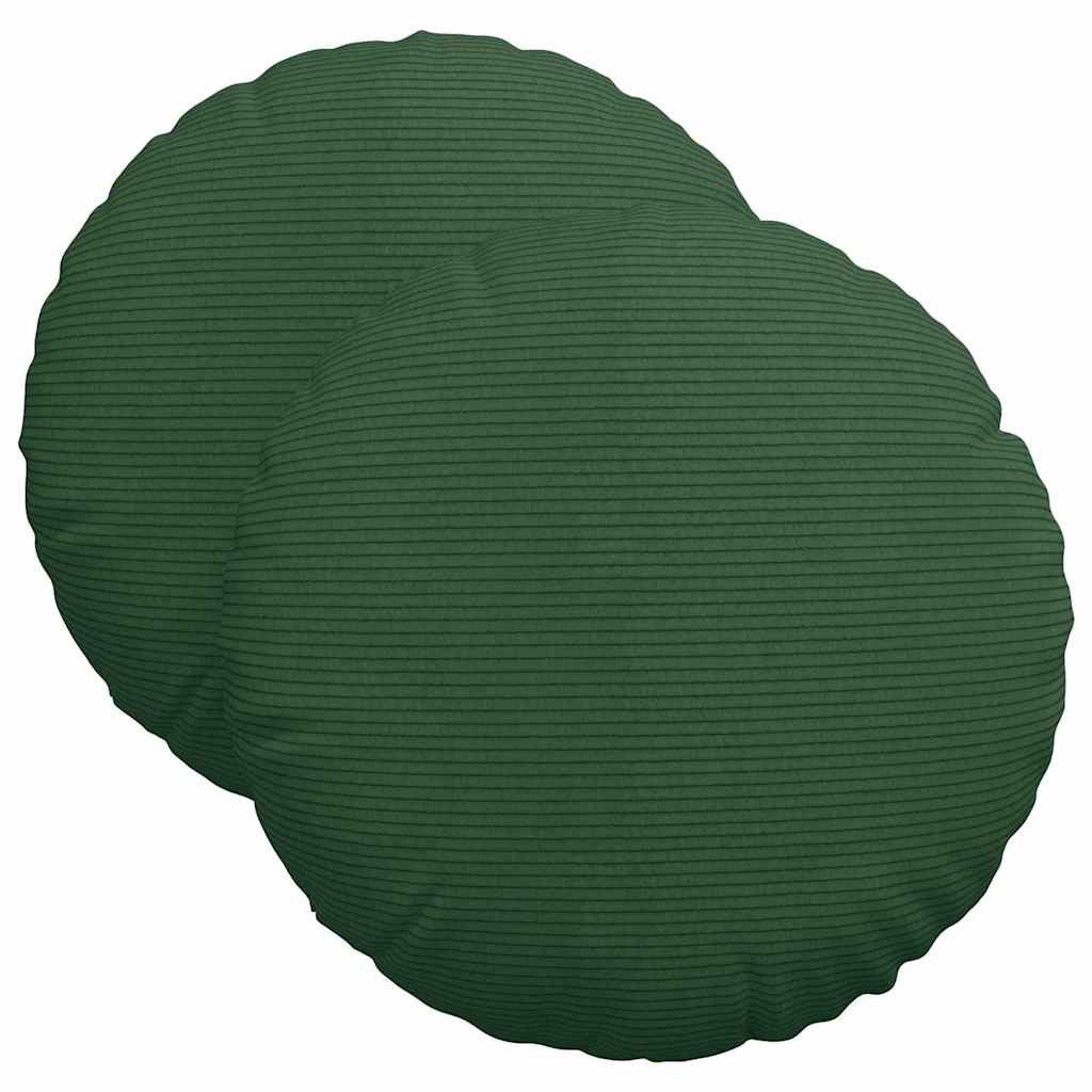vidaXL Sitzauflage Sitzkissen 2 stk. Cordstoff Dunkelgrün Ø 40 cm, (2 St)