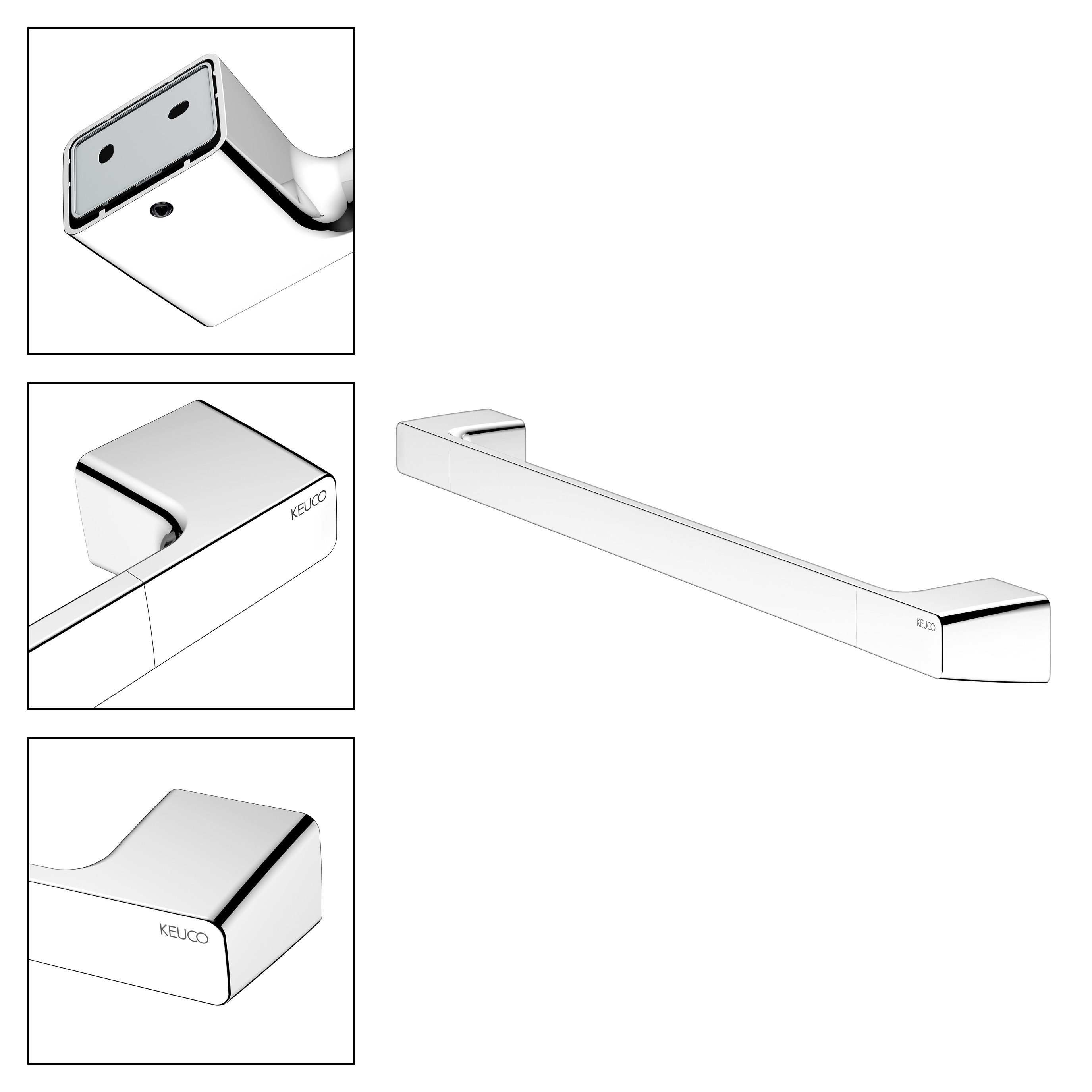 Keuco Handtuchstange ROSE, 60 cm, Metall verchromt, Made in Germany, zum Kleben/Schrauben