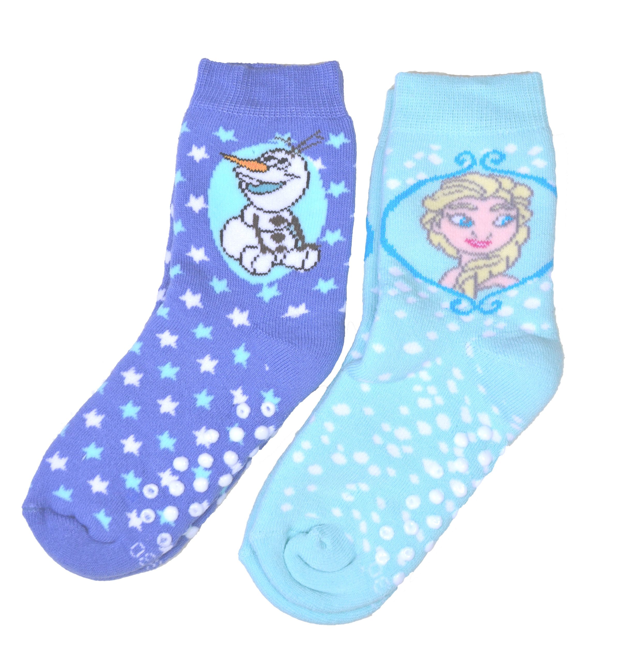 Disney Frozen ABS-Socken Frozen Anna Elsa Olaf Eiskönigin ABS warme Anti Rutsch Socken Noppen (2-Paar) schön warm, rutschfest, ABS Noppen