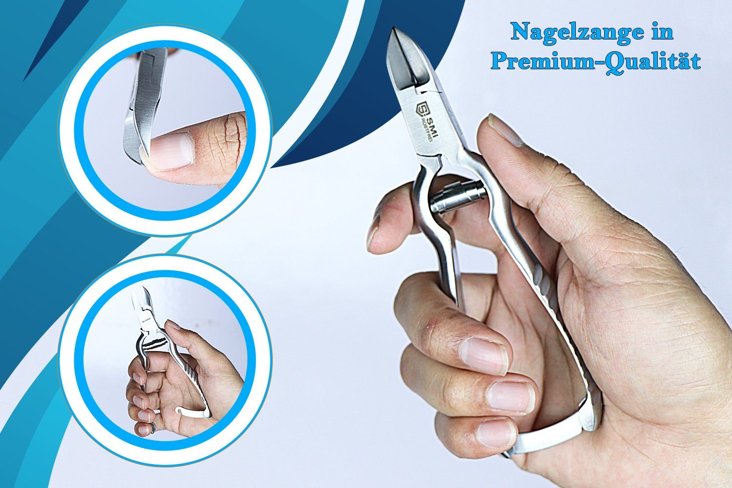 SMI Nagelzange Fußpflege Set Fußnagelzange dicke Nägel Nagelhautschieber Eckenheber, 4-tlg., Fußpflege set 4-tlg