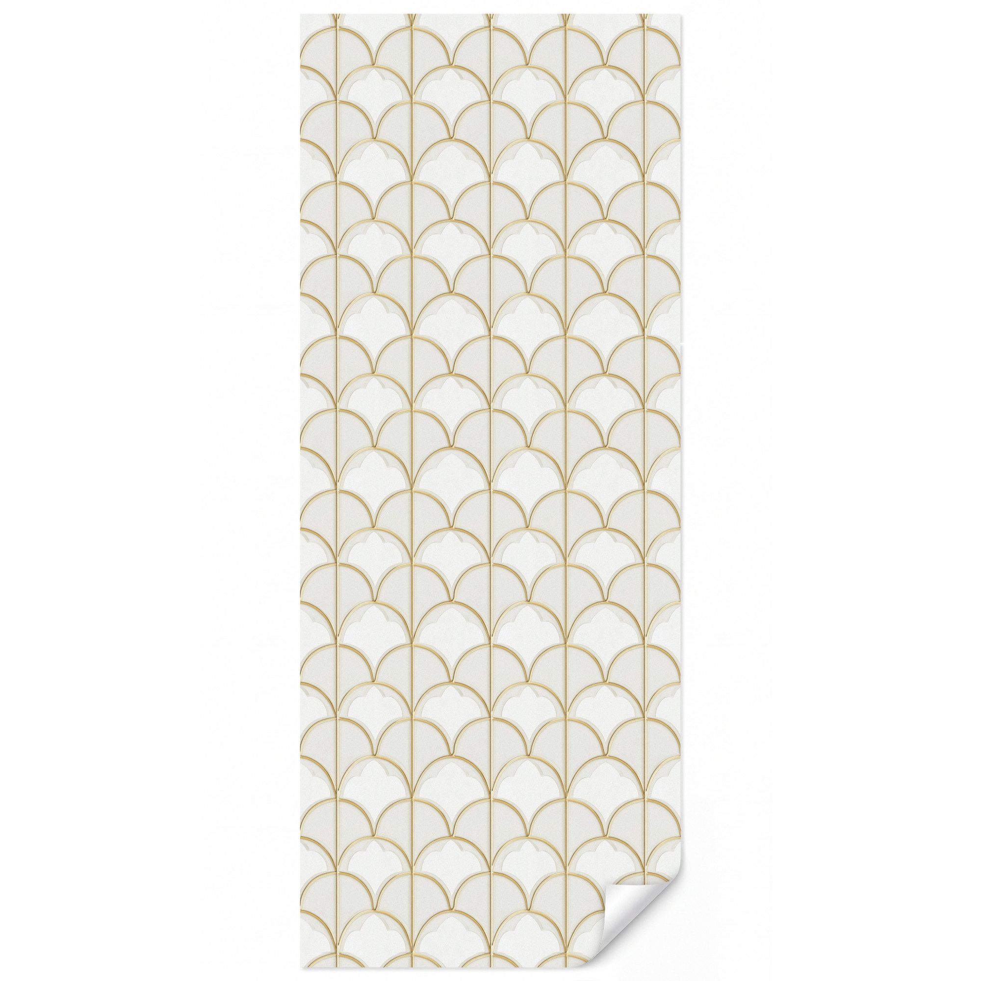 OnlyWow Fototapete Mosaik - Bögen - Gold, Matt, bedruckt, Schlafzimmer, Küche, Vliestapete, Modern 100x240cm
