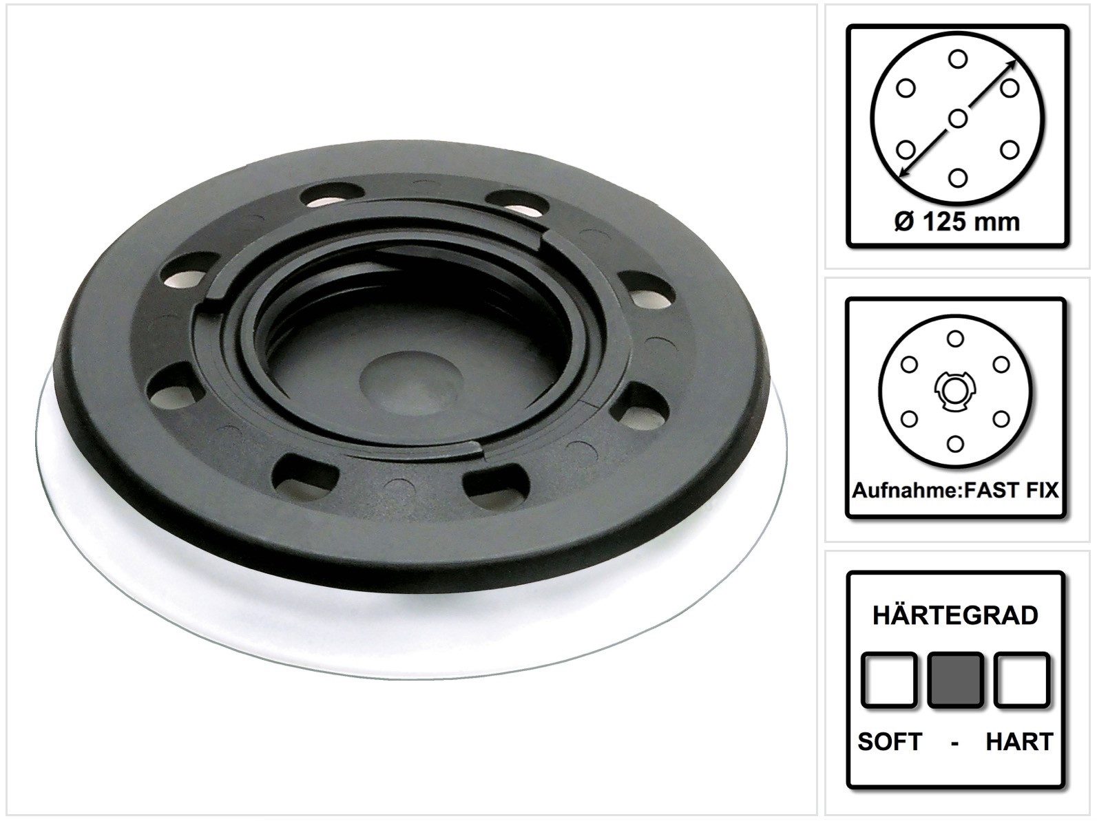 FESTOOL Stützteller Schleifteller ST-STF D 125/8 FX-W-HT 125 mm FastFix weicher Härtegrad