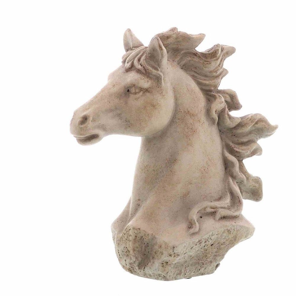 Skulptur, Dekoobjekt Pferd, gegossen Pferdekopf, Figur Linoows Garten Pferdebüste, Beton