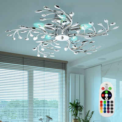 etc-shop LED Deckenleuchte, Leuchtmittel inklusive, Warmweiß, Farbwechsel, Decken Lampe Fernbedienung Wohn Zimmer Blumen Leuchte dimmbar im Set