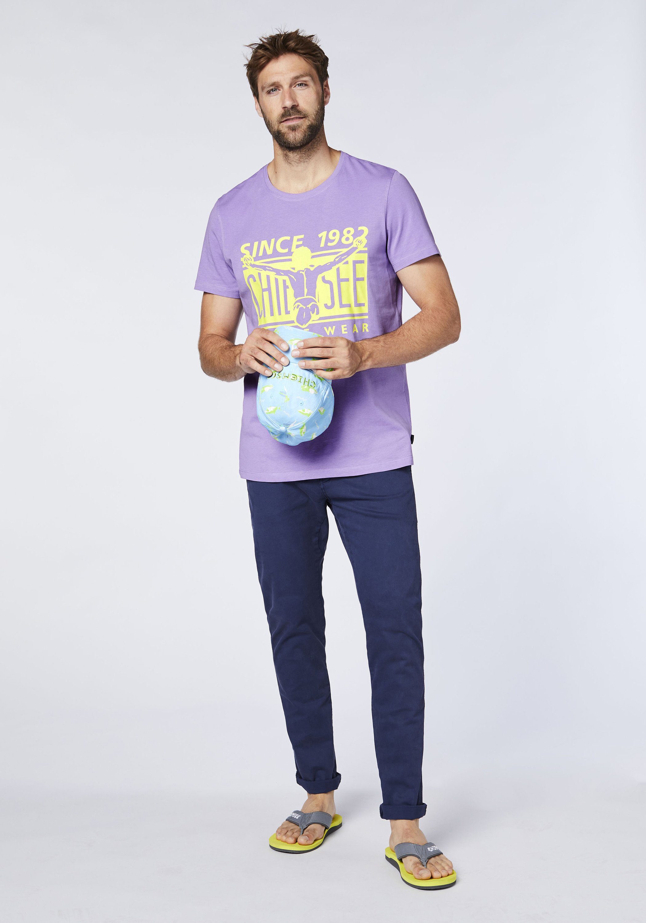 Print-Shirt Chalk Two-Tone-Optik in Baumwolle aus Chiemsee T-Shirt Violet 1