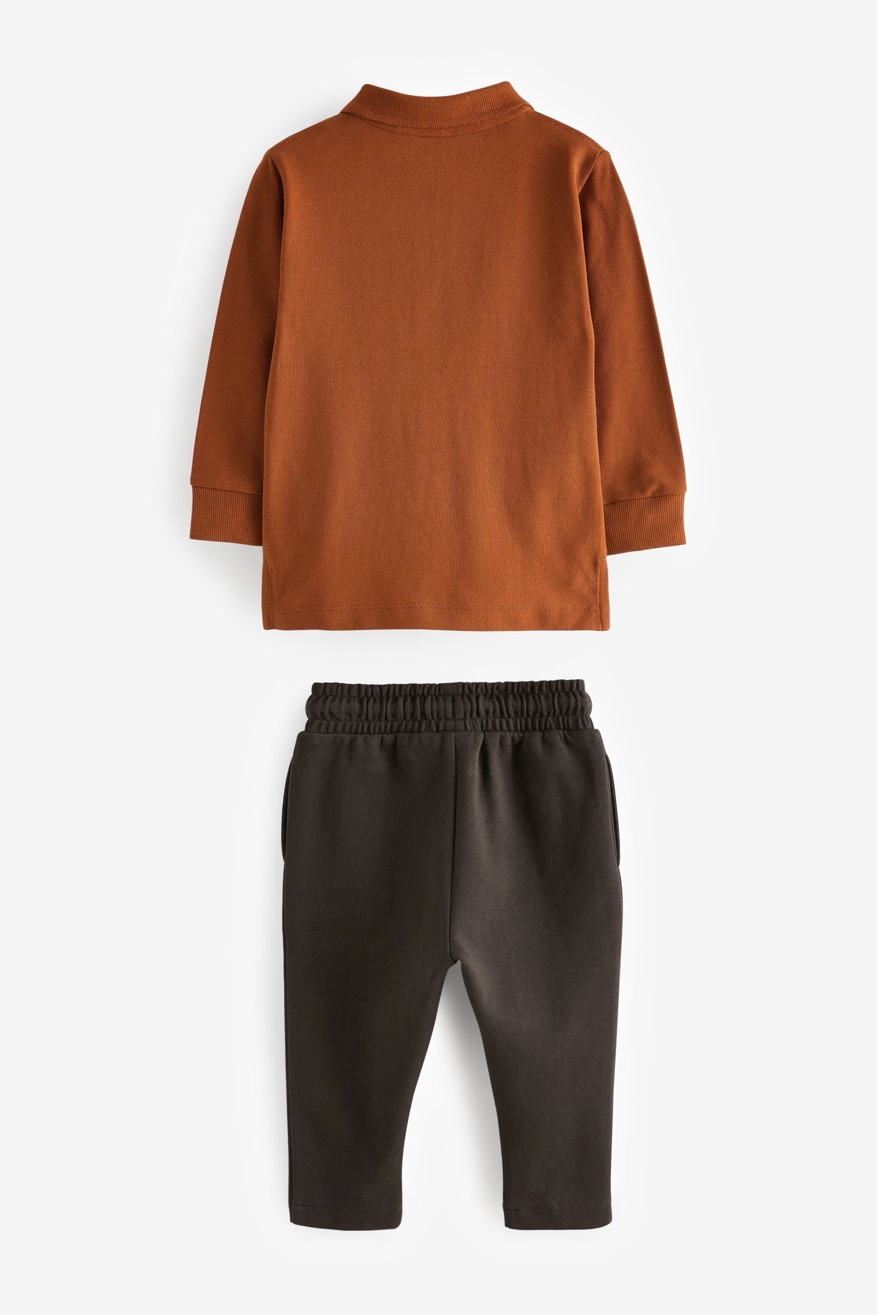 Brown Next und Pikee-Poloshirt Langärmeliges Jogginghose & Shirt Hose (2-tlg)
