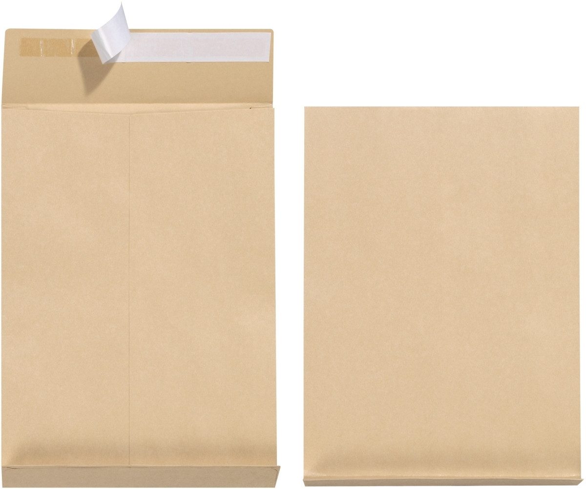 Herlitz Versandtasche Versandtaschen B4 130g/qm mit Falte Haftklebung braun VE=5 Stück
