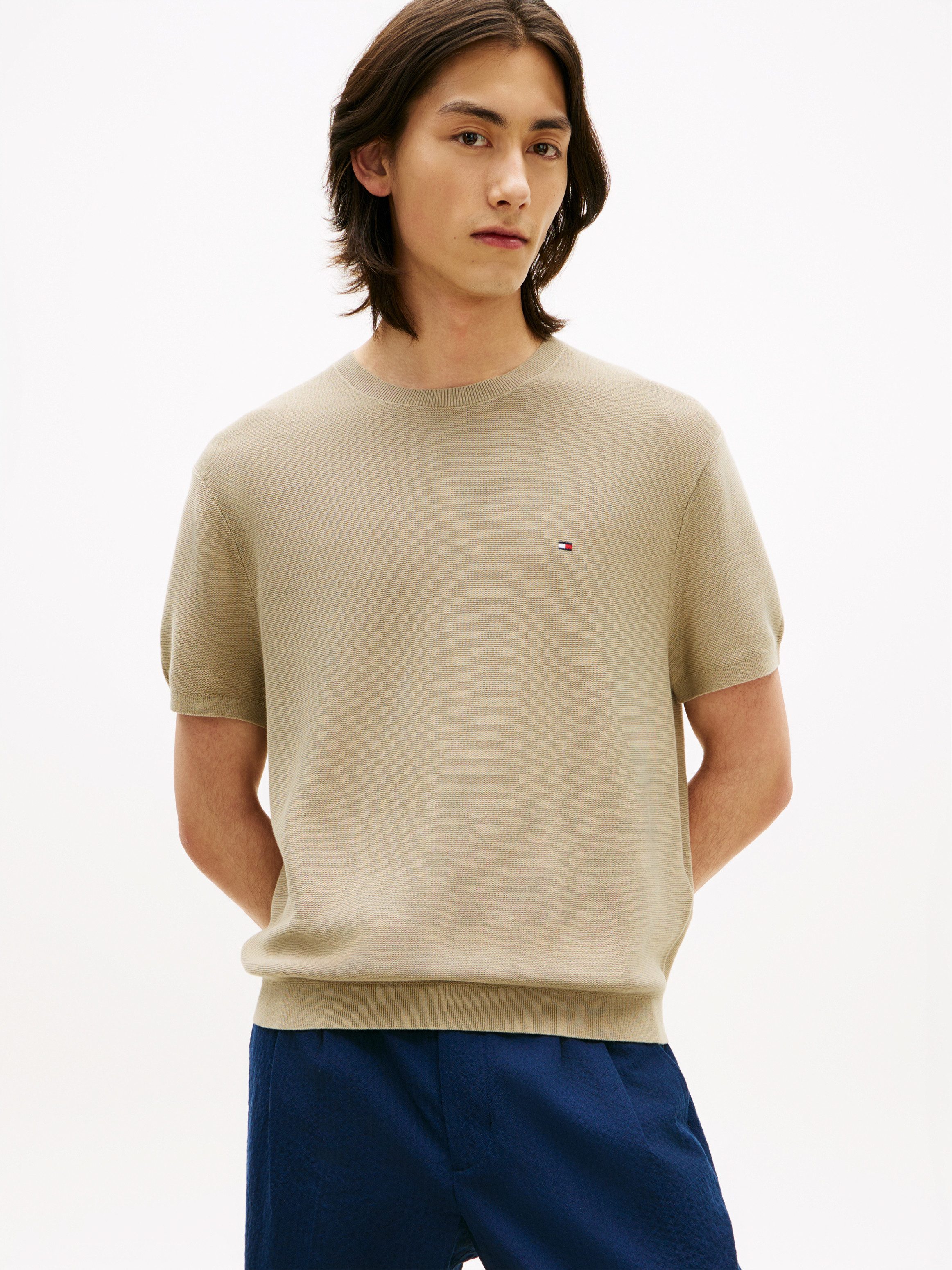 Tommy Hilfiger Kurzarmpullover COOL TOUCH STRUCTURE Relaxed Fit, aus Strick