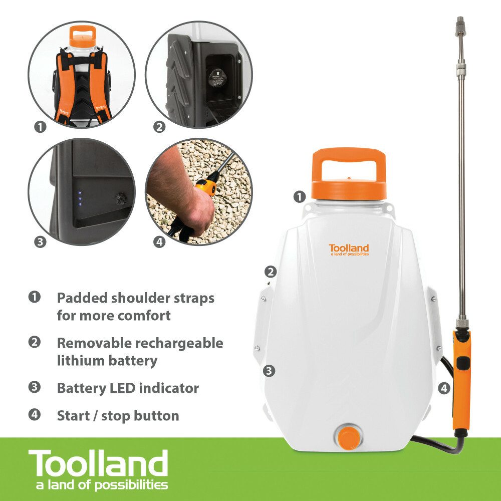 Toolland Drucksprühgerät Toolland Drucksprüher, 12 L Rückensprühgerät, Gartenspritze mit Akku u, (1-tlg)