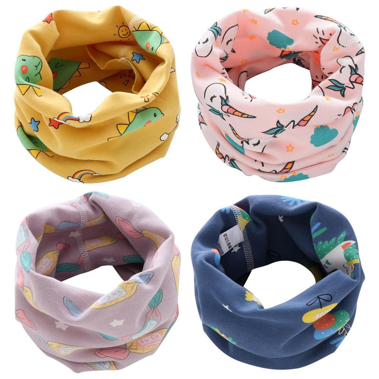 LuxusKollektion Multifunktionstuch Schlauchschal Kinder 4er Set - Multifunktionstuch Baby, (4-St)