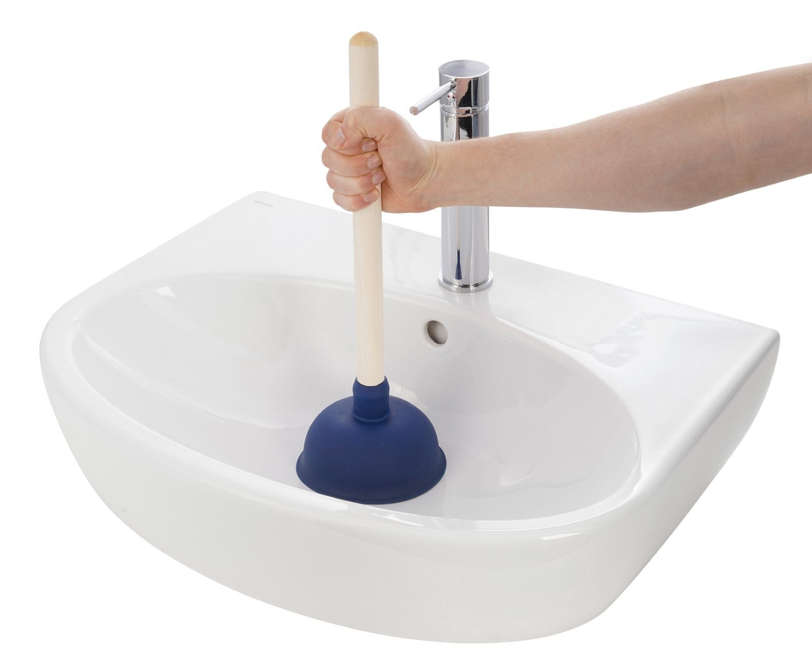 aquaSu Pümpel Abflussreiniger, mit (1 WC, Dunkelblau, für Dusche, und Holzstiel), Waschbecken 41.5 Wanne, cm, 250870 L: tlg., Urinal