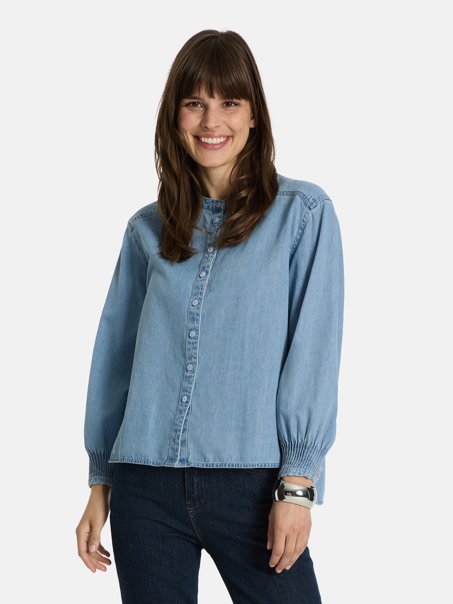 Lieblingsstück Langarmbluse EvitaL im Denim-Look günstig online kaufen