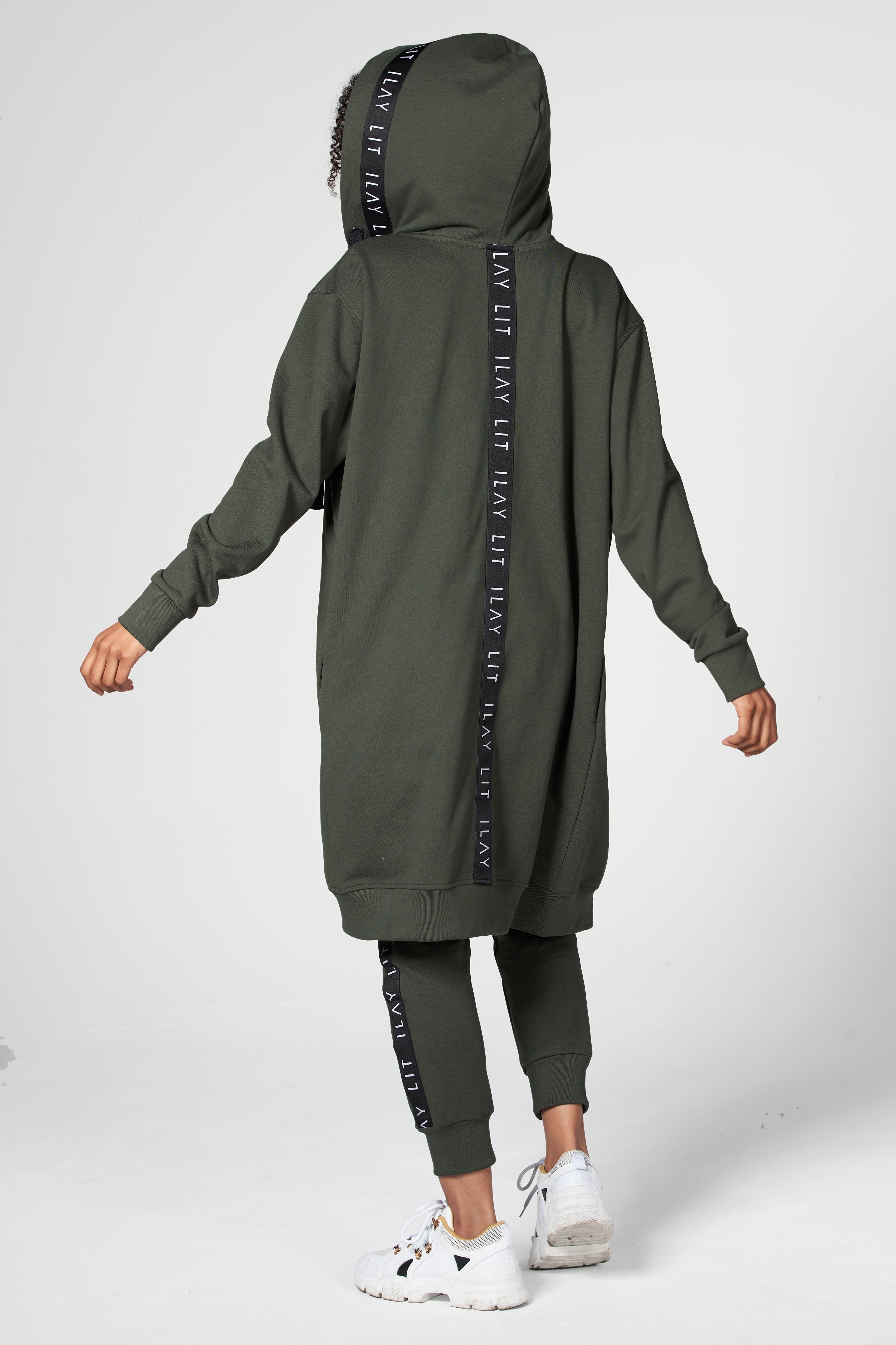 ILAY Lit Kapuzensweatjacke Hoodiemantel, Midi, Olive günstig online kaufen