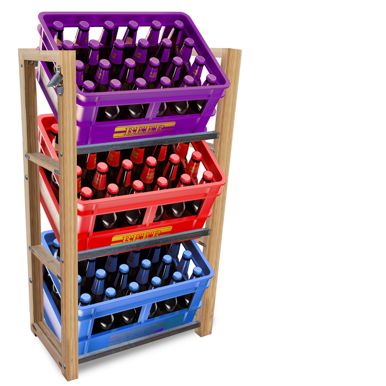 Dimono Flaschenregal DIMONO Bambus Getränkekisten Regal – Ablage für 2/3/6 Kisten, für Bier, Wasser & Limonade, Leergut Aufbewahrung