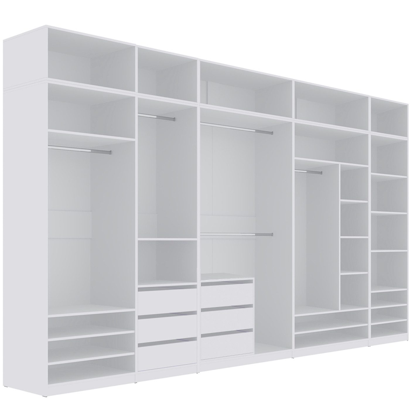 Schrank-Set TRES SET R/NB offener Garderobenschrank mit Aufsätzen