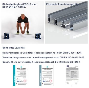 AQUABATOS Duschwand Duschwand Glas für Dusche Duschabtrennung 80 90 100 110 120cm, 8 mm Einscheiben-Sicherheitsglas (ESG), beidseitig montierbar, mit Verstellbereich, NANO Beschichtung