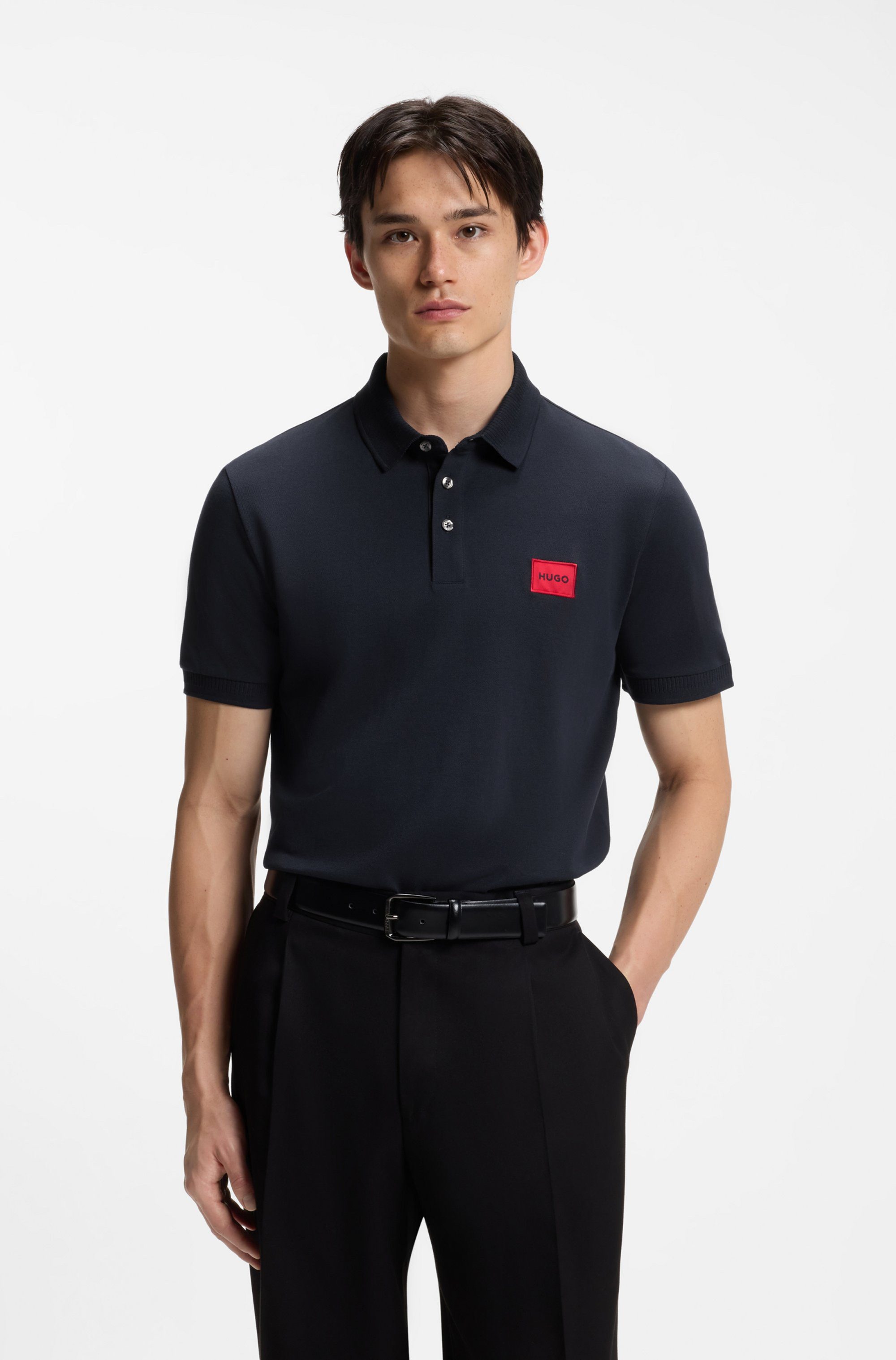 HUGO Poloshirt Dereso Slim Fit, Kurzarm, HUGO Weblabel