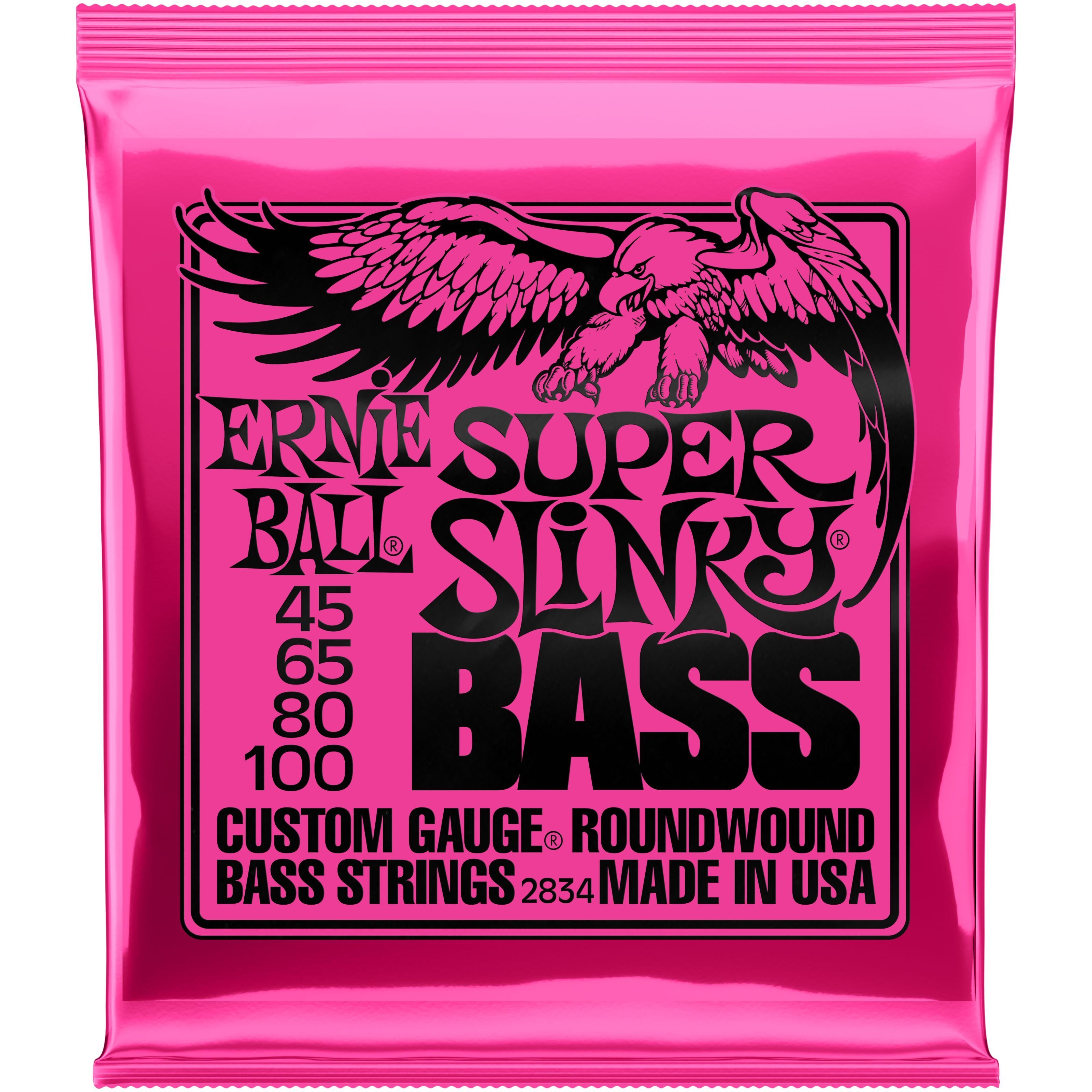 Ernie Ball Saiten, (EB2834 Super Slinky 45-100 Nickel Wound), EB2834 Super Slinky 45-100 Nickel Wound - Saitensatz für 4-Saiter