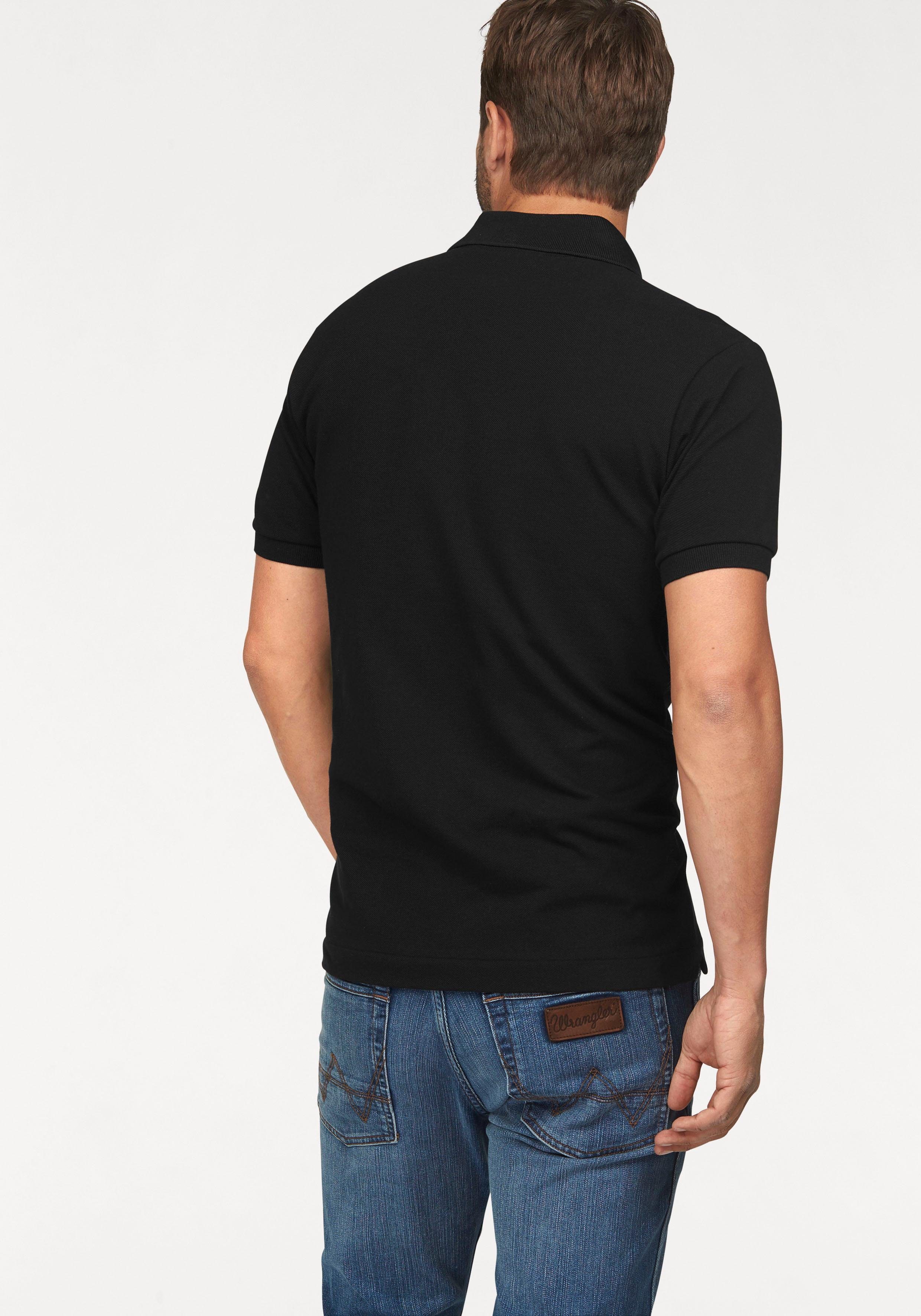 in Poloshirt (1-tlg) Perlmuttoptik schwarz Knöpfen mit Lacoste
