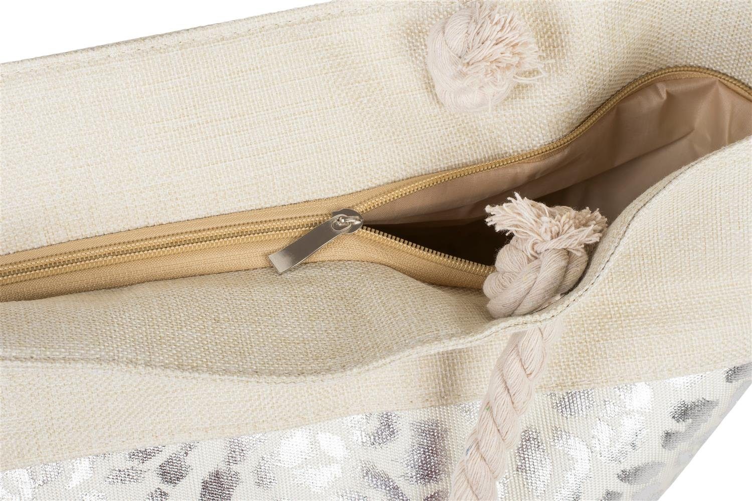 styleBREAKER Strandtasche Strandtasche mit metallic Leoparden Print (1-tlg)