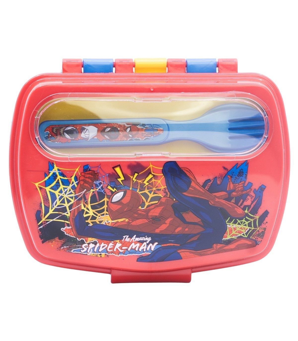 Spiderman Lunchbox Sandwichbox mit Besteck Kinder Brotdose Lunchbox, Polyethylen